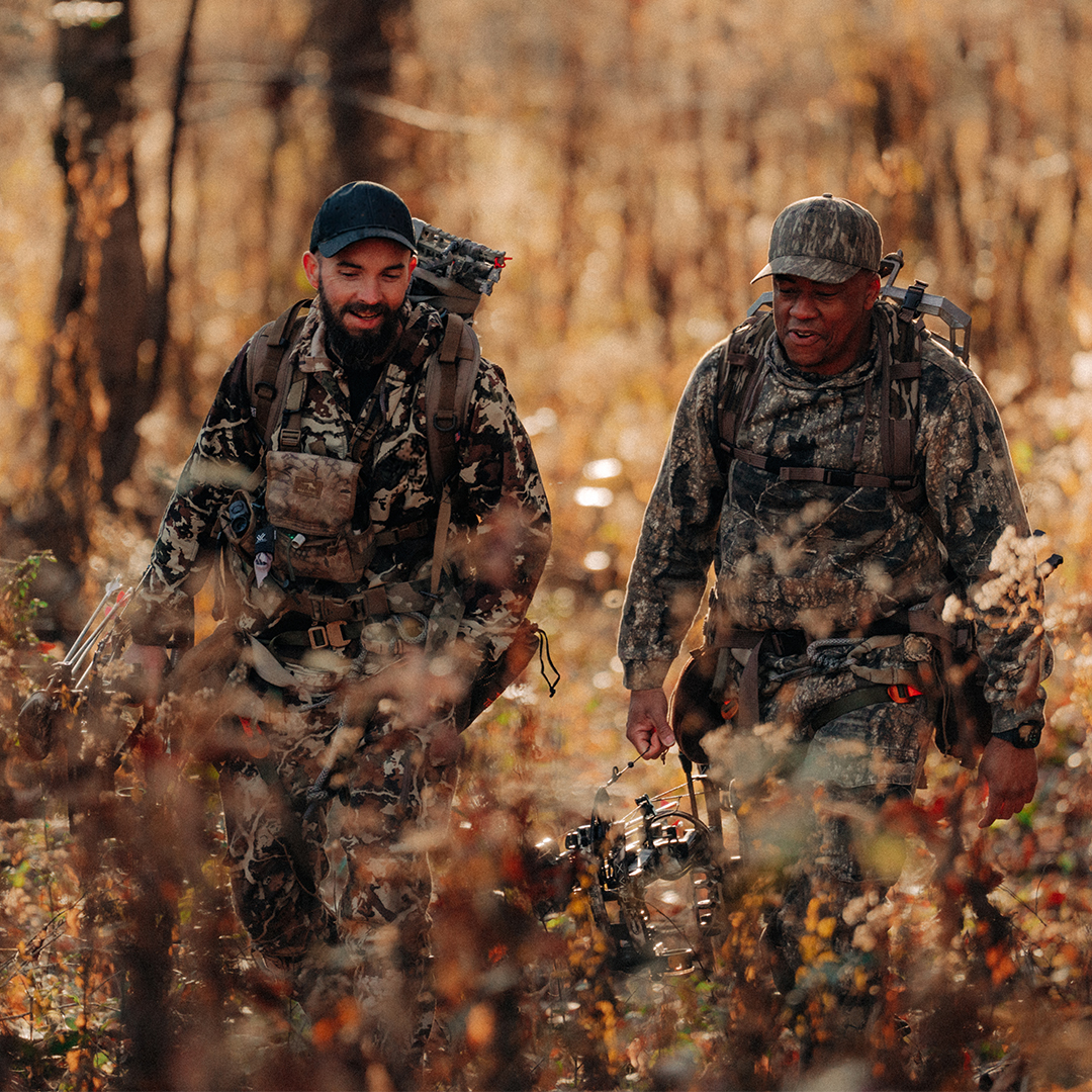Turkey hunters in a field